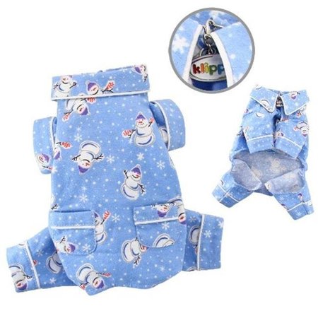 KLIPPO PET Klippo Pet KBD061LZ Snowman & Snowflake Flannel Pajamas With 2 Pockets - Large KBD061LZ